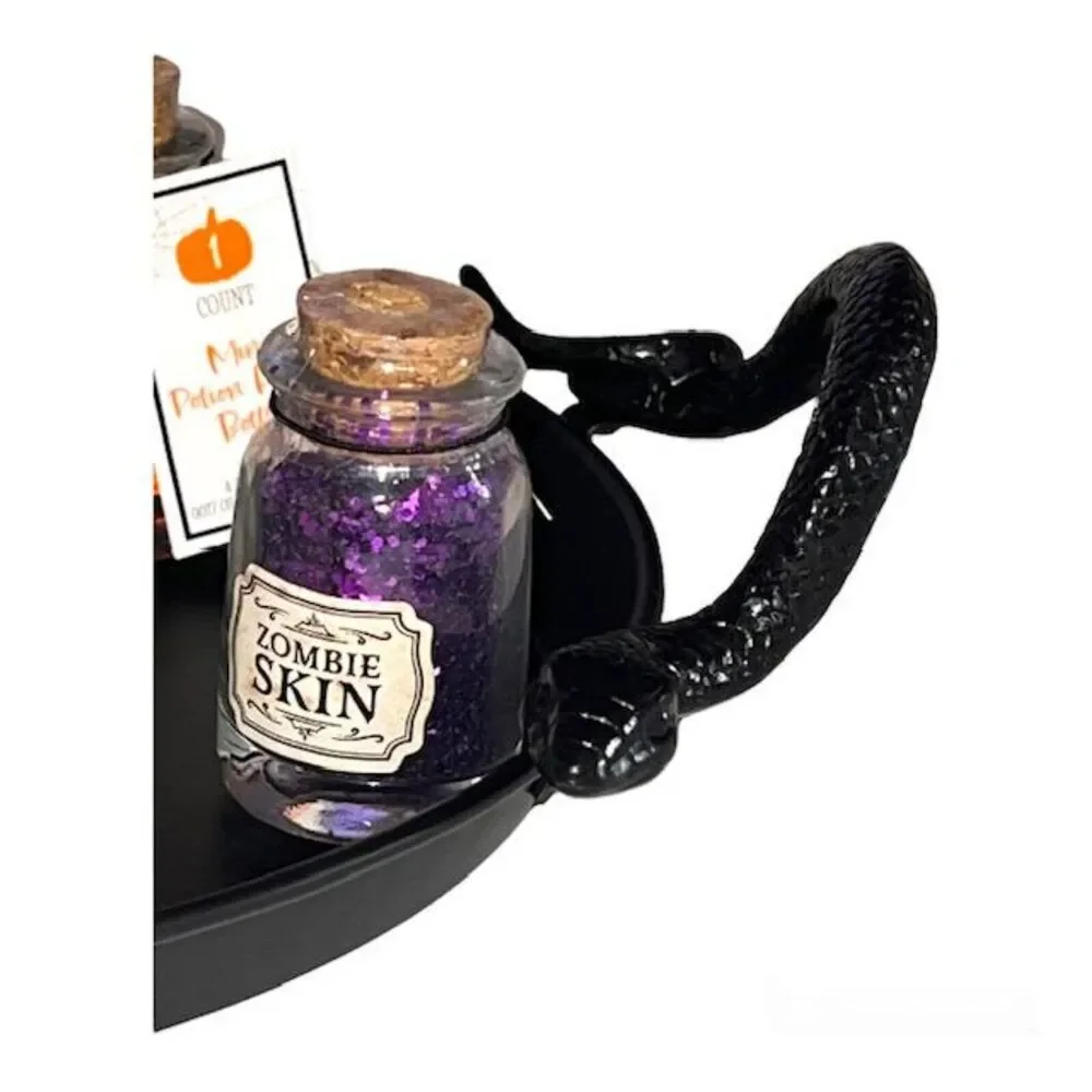 Target 2022 Black Metal Snake Tray w Full Set of 8  Potion Bottles Halloween